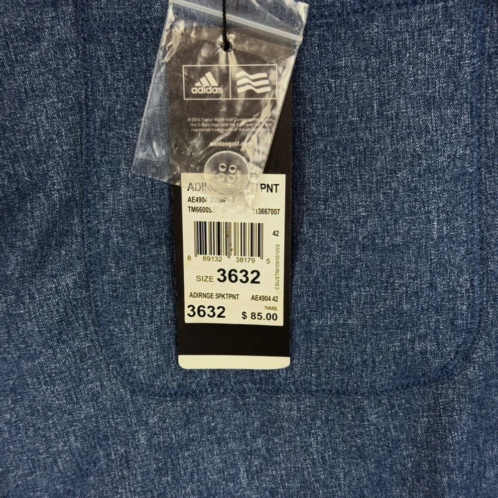 Adidas Mens Adicross Range 5-Pocket Golf Pants Blue Heather 36x32‎ AE4904 NEW